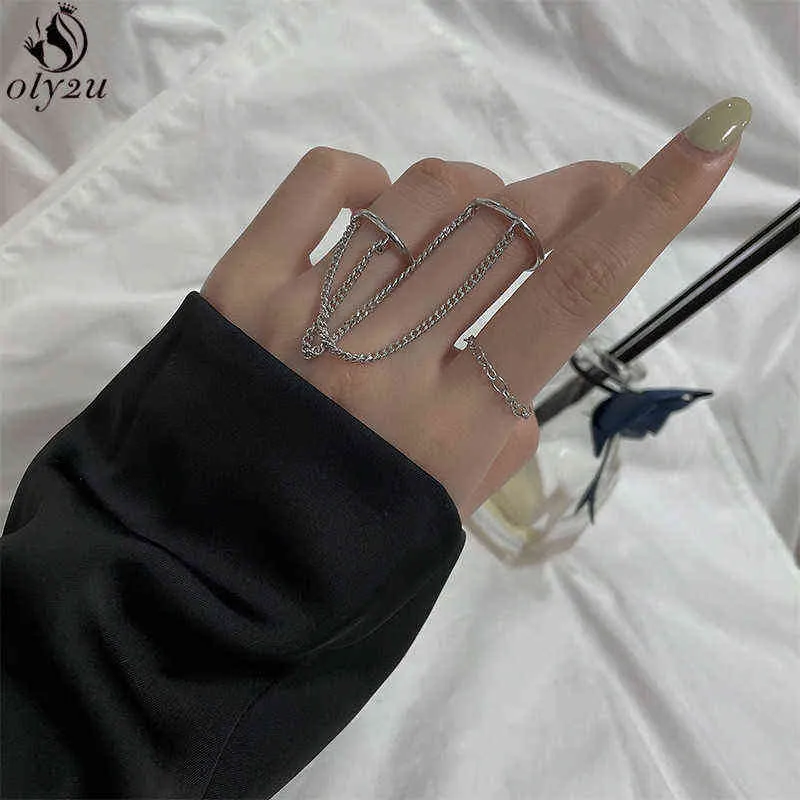 Fashion Simple Vintage Silver Color Double Rings Set For Women Korean Style Knuckle Jewelry Artistic Design Punk Ring Trend G1125