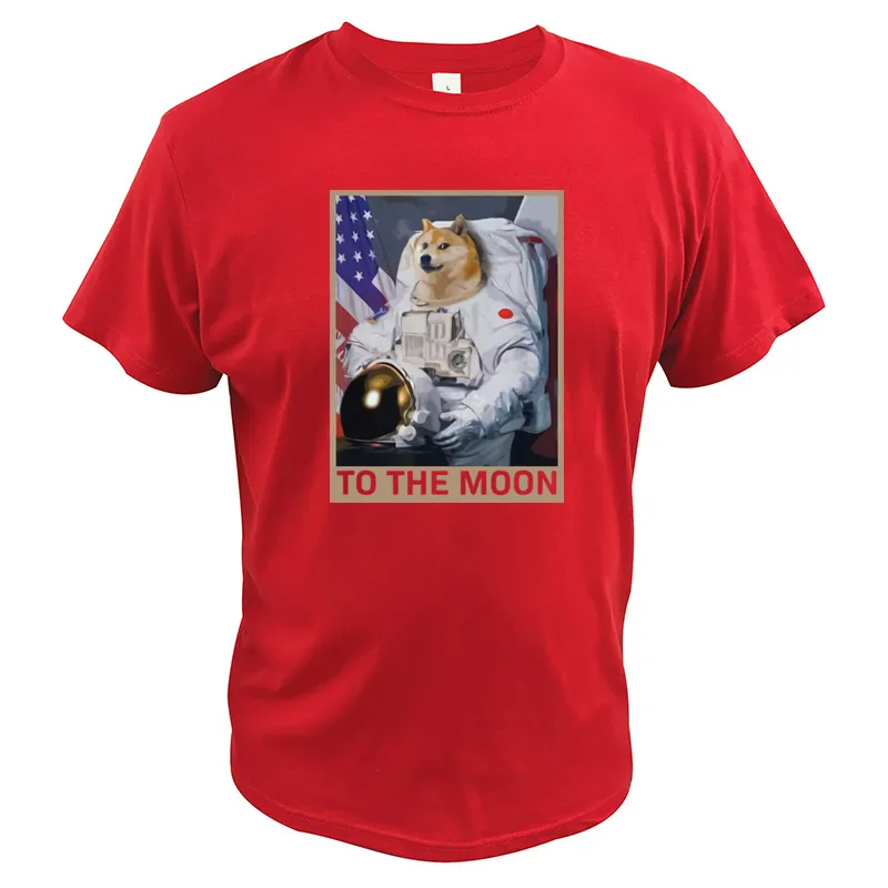 Fashion Dogecoin Astronaut To The Moon Men T-Shirt Blockchain Funny Graphic Tee Sumnner Breathable 100% Cotton