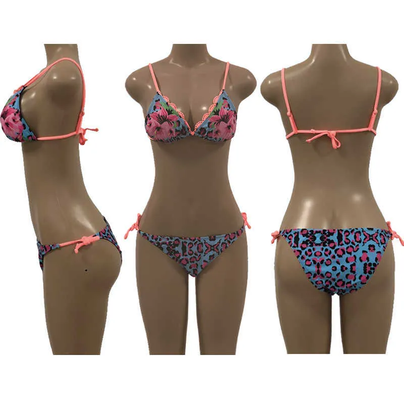 Ensemble de maillot de bain string pour femme, Bikini brésilien sexy d'été, dos à volants, Biquini, Maillot 210630