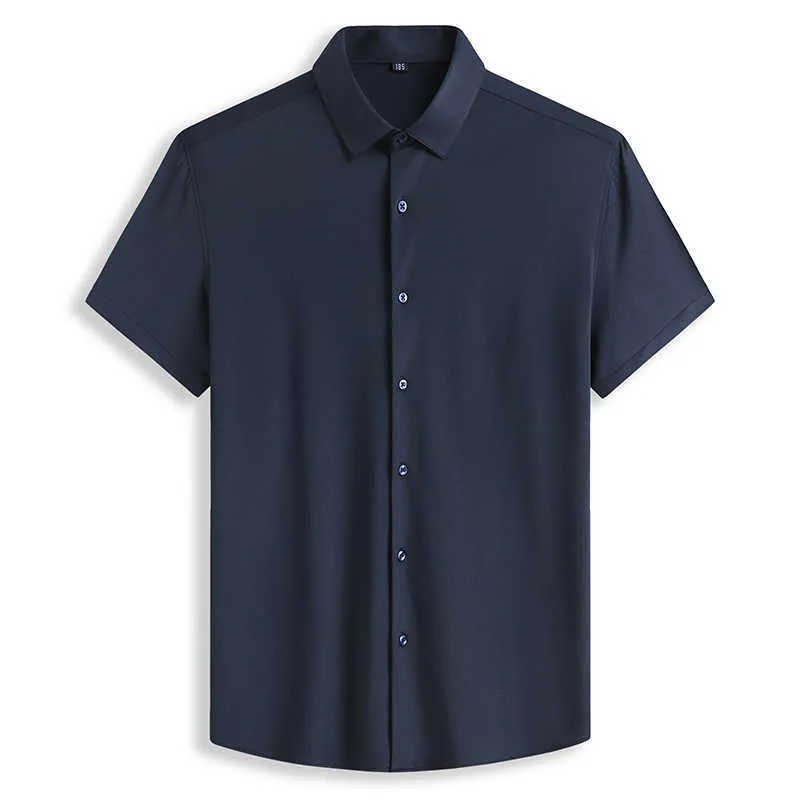 Shan Bao Summer 고품질 브랜드 느슨한 반팔 셔츠 클래식 스타일 비즈니스 캐주얼 남성 플러스 사이즈 셔츠 5 색 210531