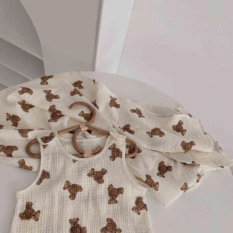 MILANCEL秋の赤ちゃんの毛布ベアプリントコットンカジュアルスリープ211105