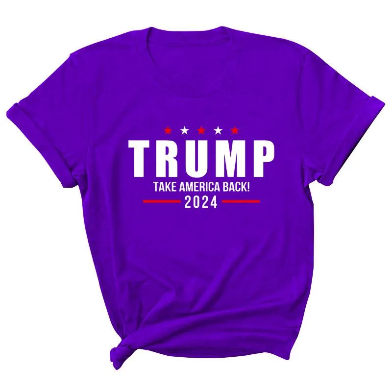 15 estilos Trump 2024 T-Shirt Letter Printing Round Neck T-Shirt Casual Eleição Presidencial dos EUA Trump Suéter de Manga Curta