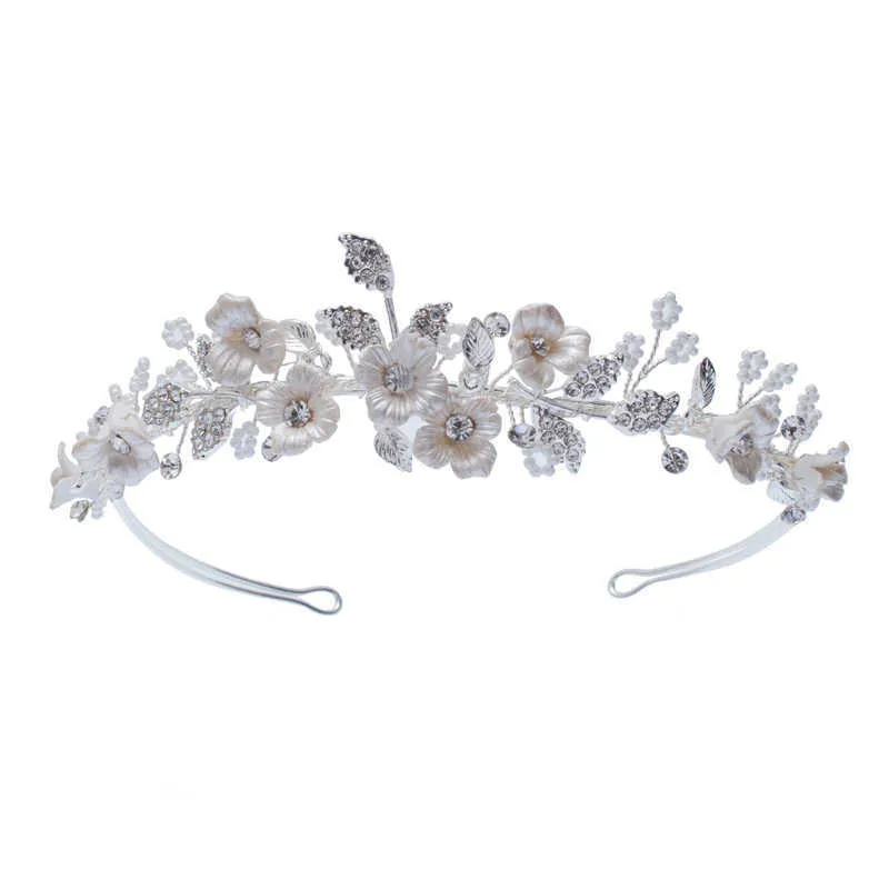 Delikatne Zestawy Biżuterii Bridal Porcelan Kwiat Kobiety Naszyjnik Kolczyki Zestaw Wesele Tiara Akcesoria H1022