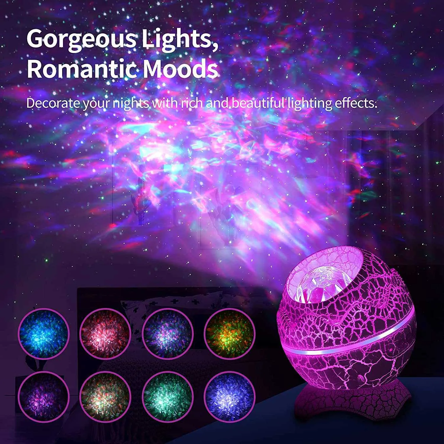 Galaxy Starry Projector Nachtverlichting Decorat Slaapkamer Voor Thuis Witte Ruis voor Slaap Kinderen Gift Dinosaurus Eieren shell Lamp231A