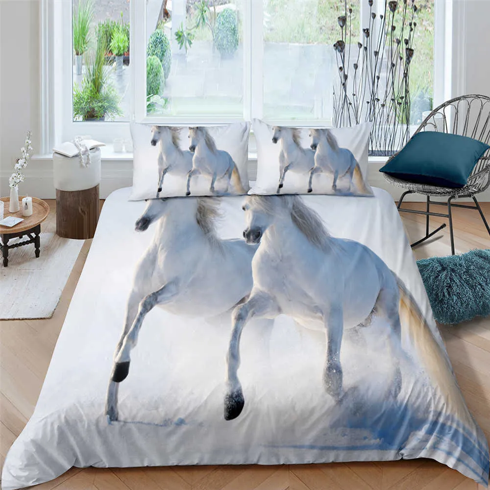 Bo niu sängkläder set cover king size queen hours horse djur sovrum täcke h09138399841