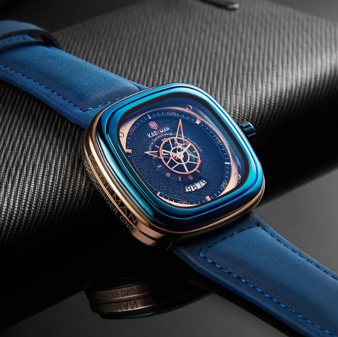 Kademan Brand Trendy Fashon Cool 45mm大型ダイヤルメンズウォッチクォーツ時計カレンダー正確な旅行時間紳士腕時計9219v