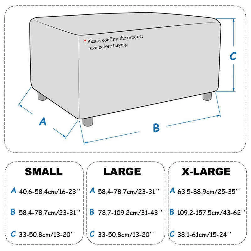 Rectangle Ottoman Stool Cover Slipcover Jacquard Square Footstool Sofa Furniture Protector s Footrest Chair 211116