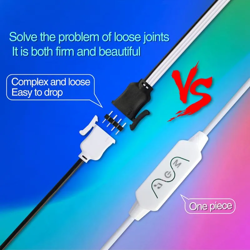 Полоски светодиодные ленты Bluetooth с питанием от USB с пультом Vocie RGBIC с изменением цвета ТВ-подсветка для домашнего декора2084