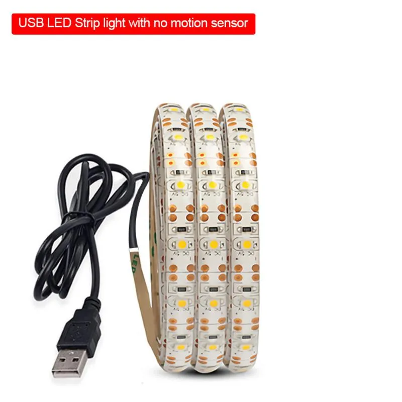 5V USB Sensore di movimento LED Strip Light Impermeabile Flessibile LED Diodo nastro 1m 2m 3m Stripe armadio Scale Kitchen Cabinet314q