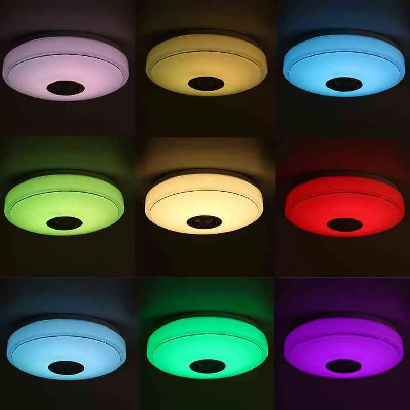 200W WiFi Modern RGB LED takljus Hembelysning App Bluetooth Musik Ljus Sovrum Lampa Smart Taklampa Fjärrkontroll W220307