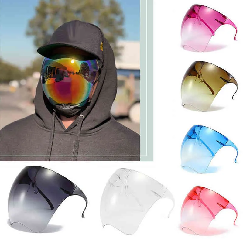 2021 Fütüristik Tam Yüz Kalkan Güneş Gözlüğü Kadın Erkek Boy Anti-Sprey Maskesi Koruyucu Anti Fogg Goggle Unisex Damla