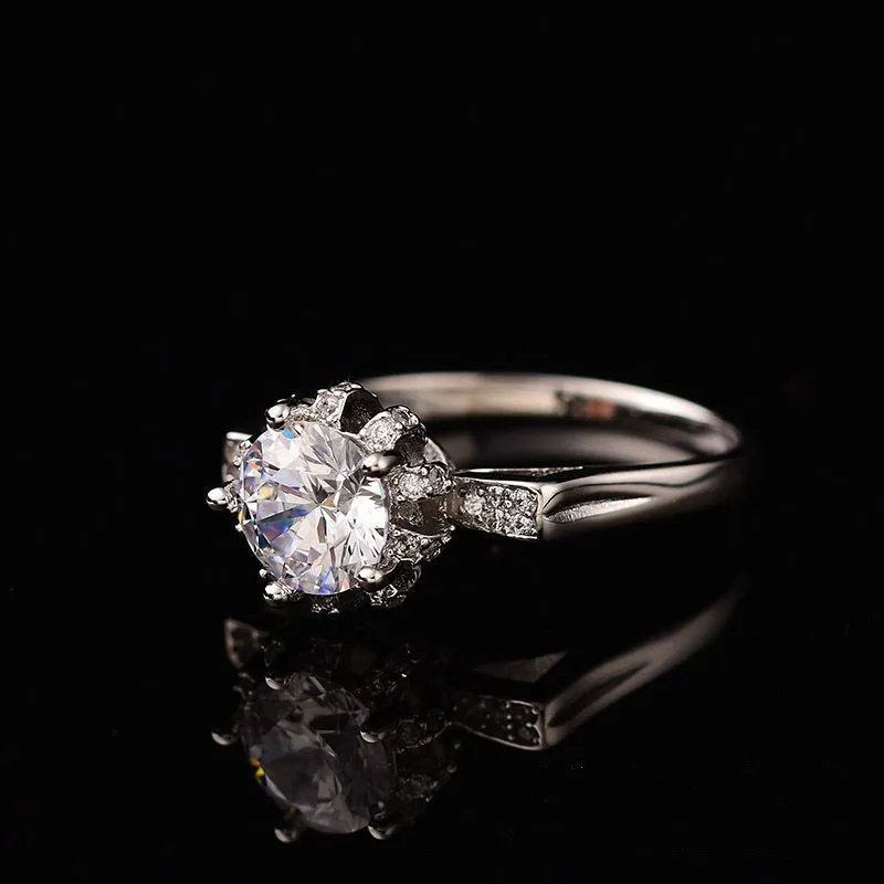 Prestiżowy Bud Moissanite Pierścionek Kobiety Zaręczyny S925 Sterling Silver Rings D Kolor VVS1 1CT 65mm Biżuteria