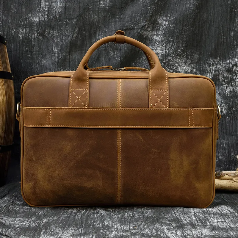 Men Briefcase Genuine Leather Laptop Bag 15 Doctor Lawyer Computer Bag Cowhide Male Cow Mens Bags288G
