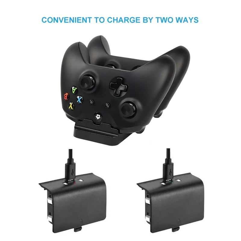 شاحن بطارية مزدوج ل Xbox One Slim / X Controller Acconstick Charging Base Dock Station Stand Gamepad Control