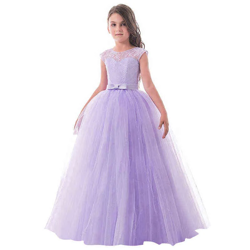 Elegante trouwjurk Solid Tutu Vestido Tiener Kid Kostuum Afstudeer Ceremonie Prom jurk formele lange jurken voor meisjes 6 14YS G220518