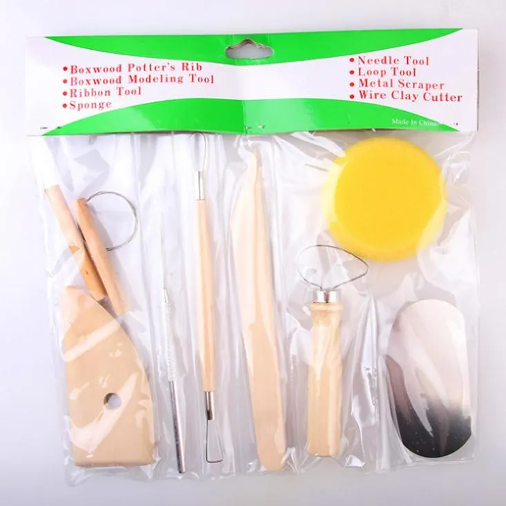 Dhl Practical /set Wooden Handle Pottery Tools Stainless Steel Pottery Ceramics Clay Sculpture Modelling Kit Wholesale
