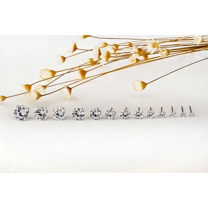 Pendientes de tuerca pequeños con forma de tornillo para mujer, Plata de Ley 925 100% auténtica de diamante de laboratorio redondo de 6/7/8mm de lujo para mujer