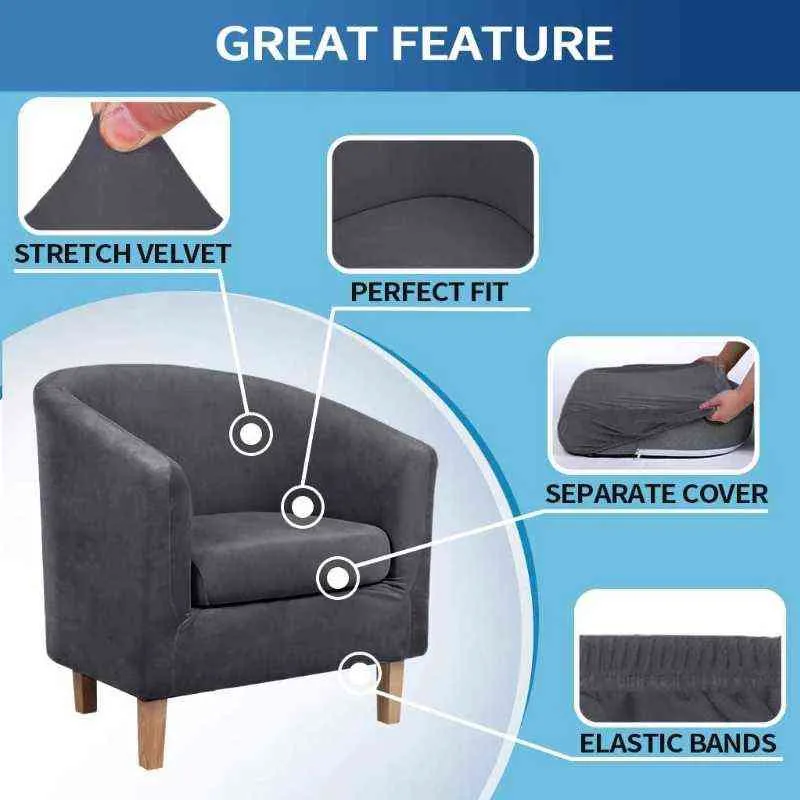 Suede fåtölj om all inclusive badkar stol slipcover flyttbar soffa slipcovers elastisk klubb med säte case 211116
