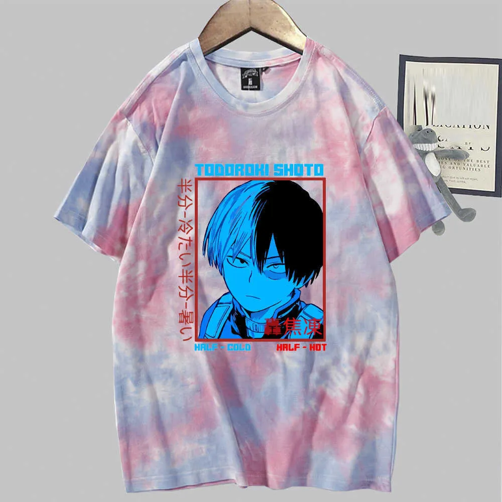 Hot Anime My Hero Academia T-shirt girocollo a maniche corte con stampa tie-dye Y0809