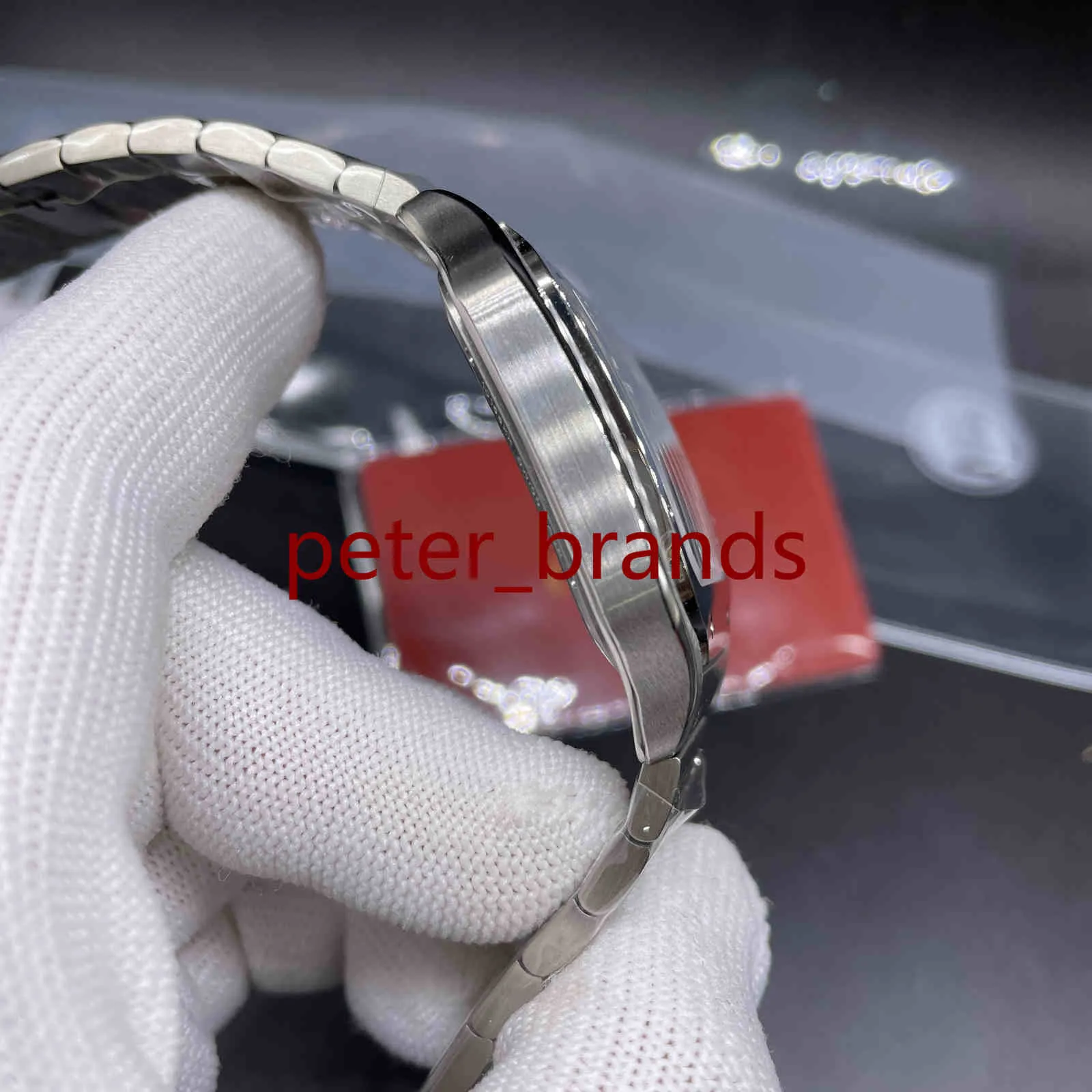 Cadran squelettique de haute qualité Regarder en acier inoxydable 38 mm Mouvement de quartz Case mince Case de bracelet Voir à travers le verre Back Men Watc323H