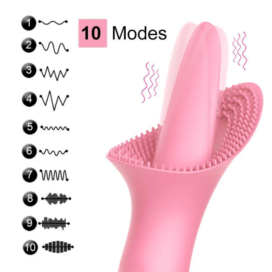 Rechargeable 10 Vibration Modes Tongue Cunnilingus Massager Licking Clitoris Stimulation Tightening Pussy Sex Toys for Women P0816