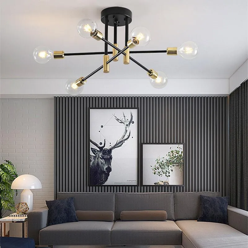 Plafonniers lustre moderne lampe à LED pour salon salle à manger chambre cuisine noir or lumière nordique décor à la maison luminaire 238D