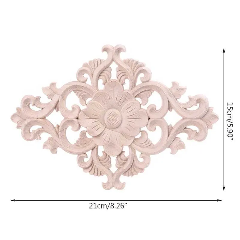 2 pièces Floral bois sculpté Onlay coin Applique moulage décalcomanie meubles armoire porte cadre mur décoration de la maison 210929