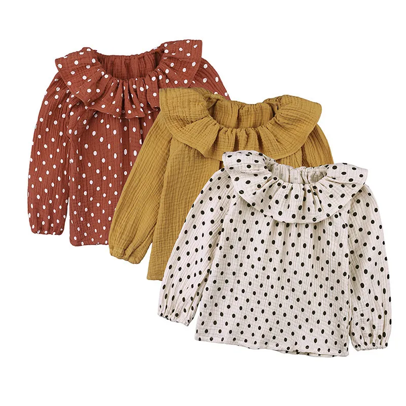 New Dotted Girls T-shirts mignons Vêtements pour enfants Tops en coton T-shirts pour tout-petits 210413