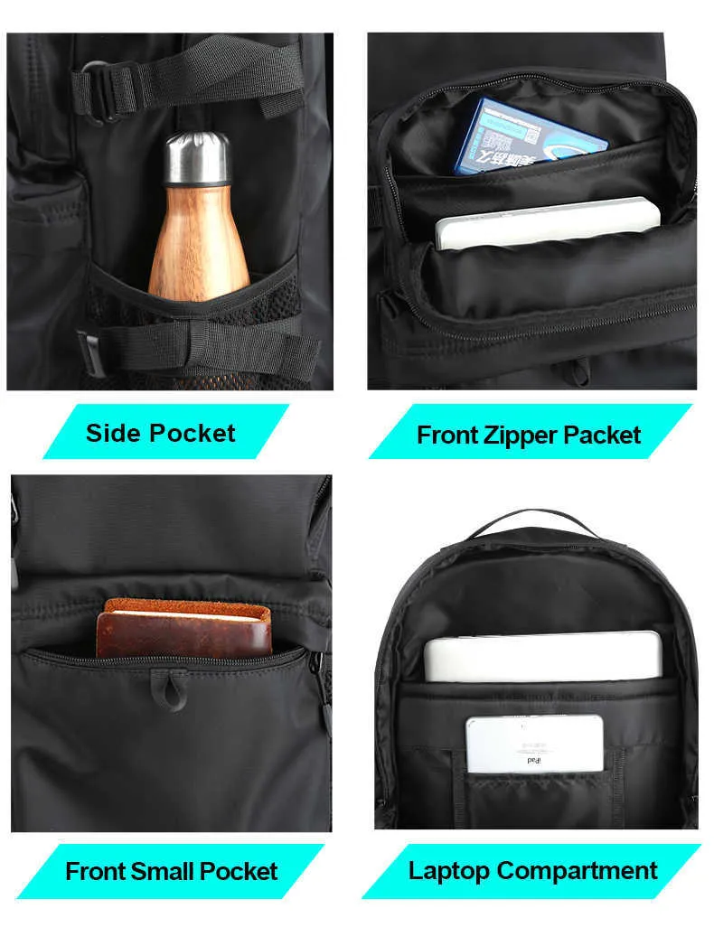 Hommes mode sac à dos 15.6 pouces sac à dos pour ordinateur portable hommes étanche voyage en plein air sac à dos école adolescent Mochila sac affaires sacs 210929