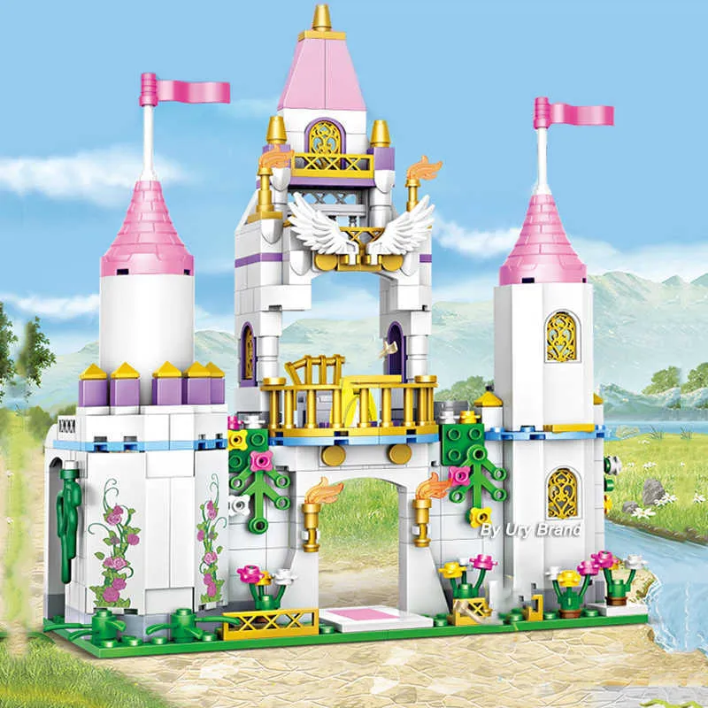 Girls Building Block Toy Friends Princess Castle Series House With 2 Dolls Educational Assembly DIY Play House Gifts For Kids Q0624