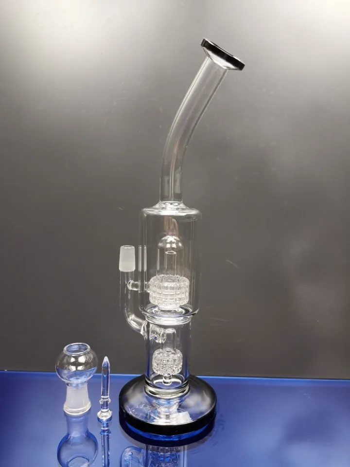 Стеклянная курящая труба из стеклянной бонги Черная цветная труба с пленкой из птичьей клеток две функции масляная установка 14,4 мм
