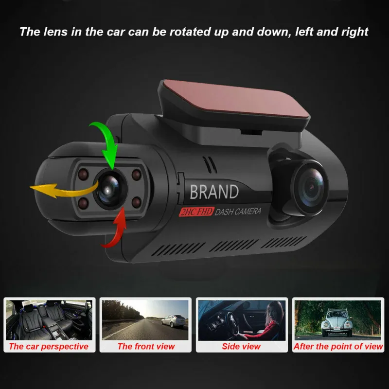 سيارة DVR سيارة HD DVR المزدوج عدسة 1080P القيادة مسجل مرئية في الليل داخل السيارة واضحة عرض الكاميرا المزدوجة داش كام