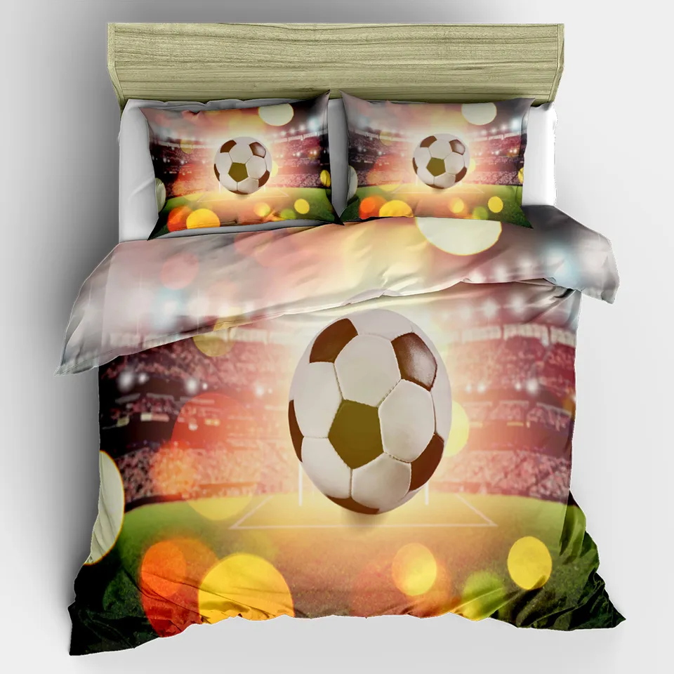 3D cama linho cama de futebol cobre conjuntos de cama único conjunto de duveta conjunto de futebol esportes meninos homem americano sem lençóis ropa cama 210316