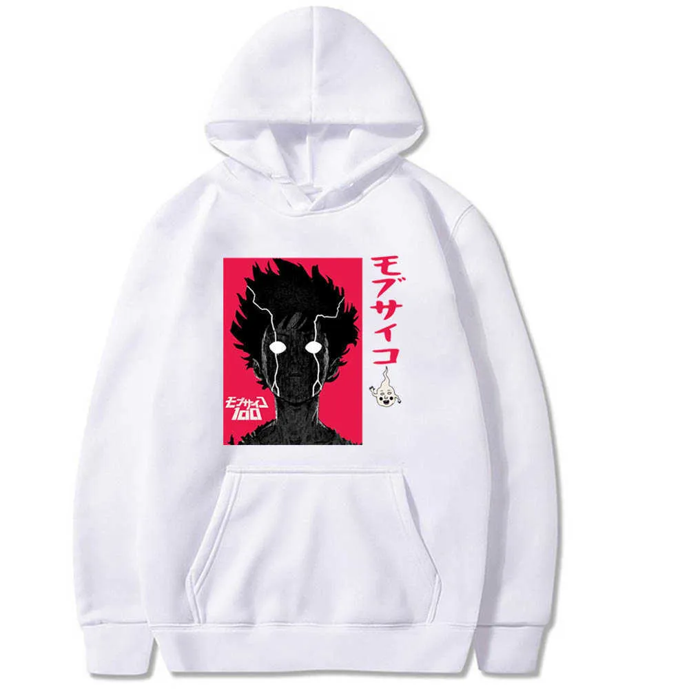 2021 Hot Japanese Anime Graphic Hoodies Men Mob Psycho 100 Sweatshirt Unisex Male Y0804