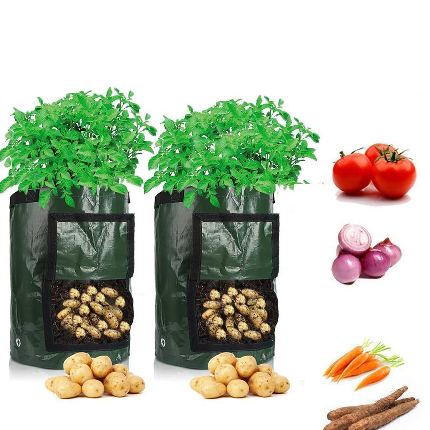 Coltivazione di patate Piantare Borse in tessuto Tessuto Vasi da giardino Fioriere Borse piantare ortaggi Grow Bag Farm Home Garden Tool D30 210615