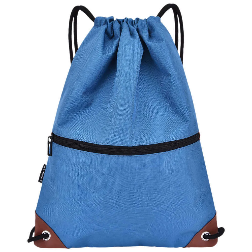 ジム袋巾着バックパック耐水性引っ張りバケットバッグジッパーポケットライト袋バックパックジム袋スポーツバッグY0721