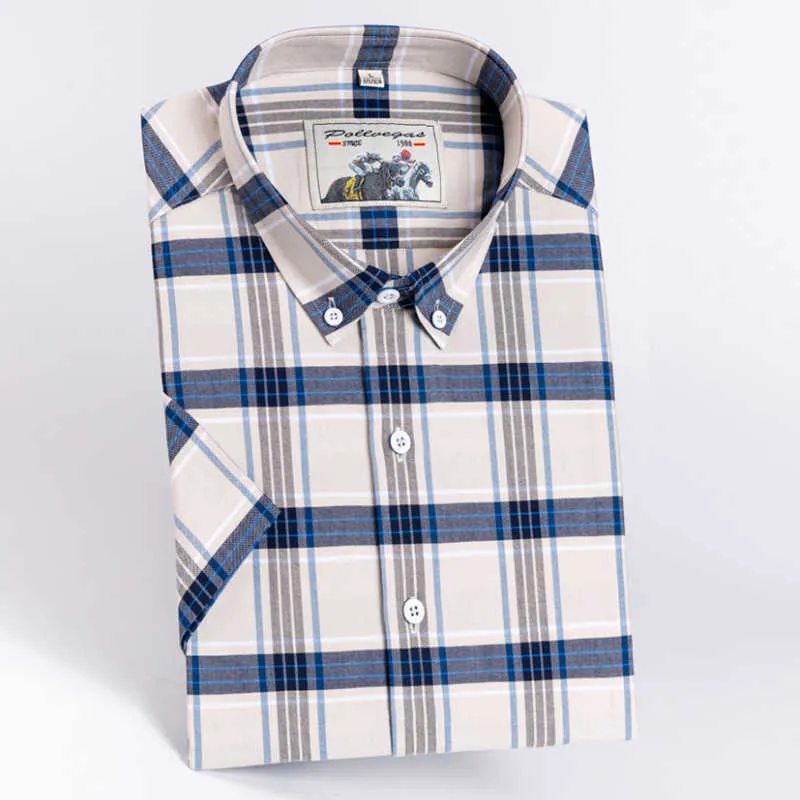 Verão estilo clássico algodão camisa de manga curta camisa de negócios casual marca homens de alta qualidade de alta qualidade camisa leve 210531