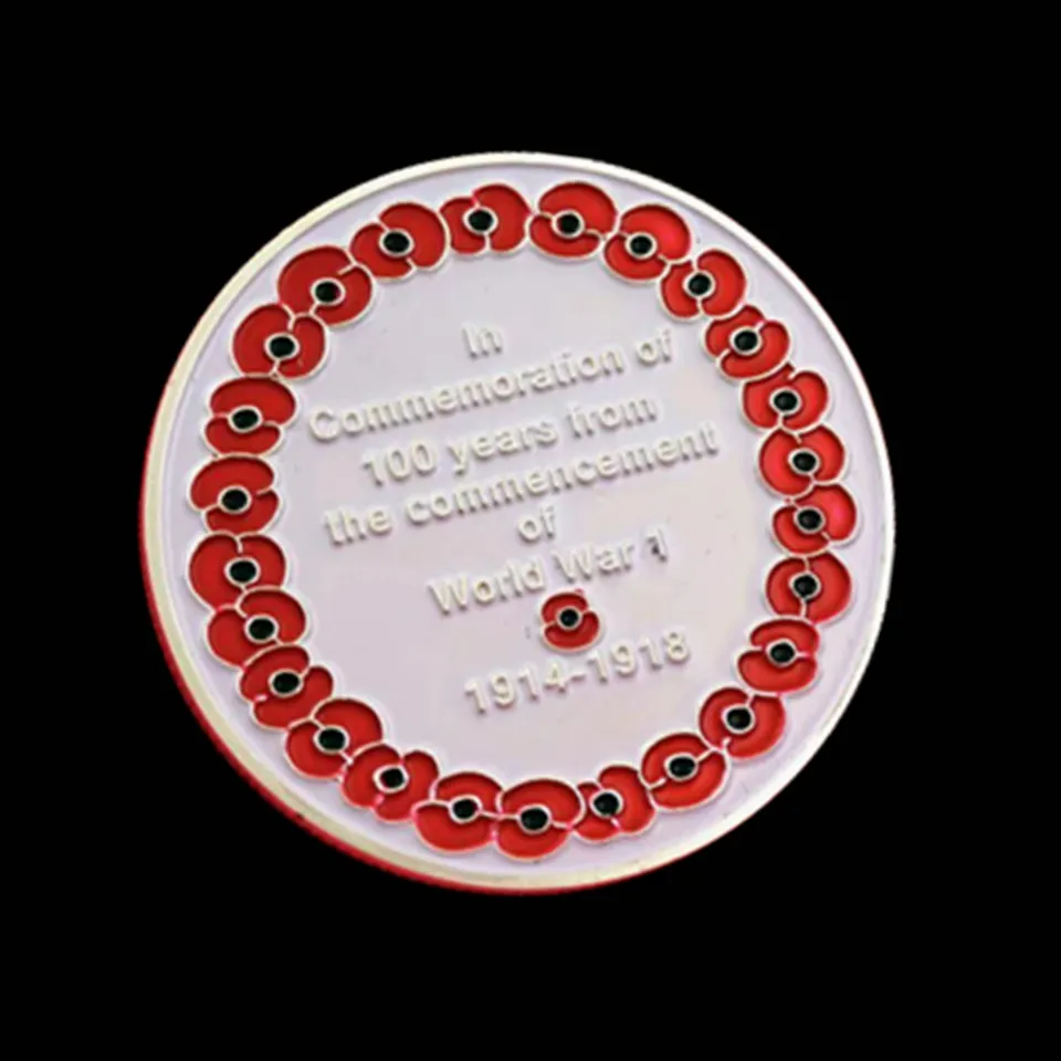 비 자기 공예품 도전 동전 19141918 우리는 은금 기념 배지를 기억할 것입니다 237D5862174
