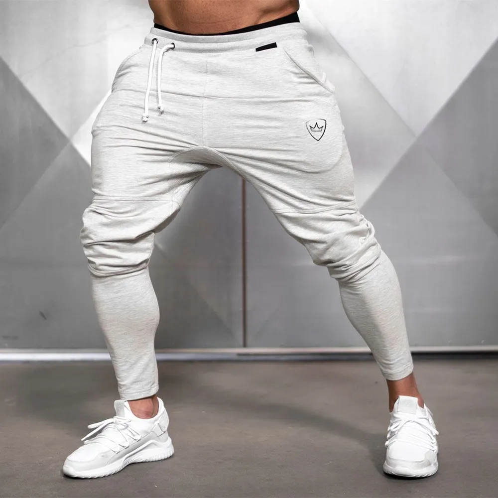 Sólido ginásio sweatpants calças calças homens calças casuais masculino fitness esporte treino de algodão calças de pista primavera outono sportswear tr