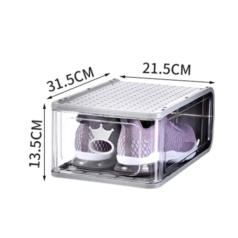 5 SZTUK Clear Stackable Buty Box Zagęszczone Dustoodporne Plastikowe Clamshell Szuflady Typ Shoe Storage Box Organizer 66CY 210315