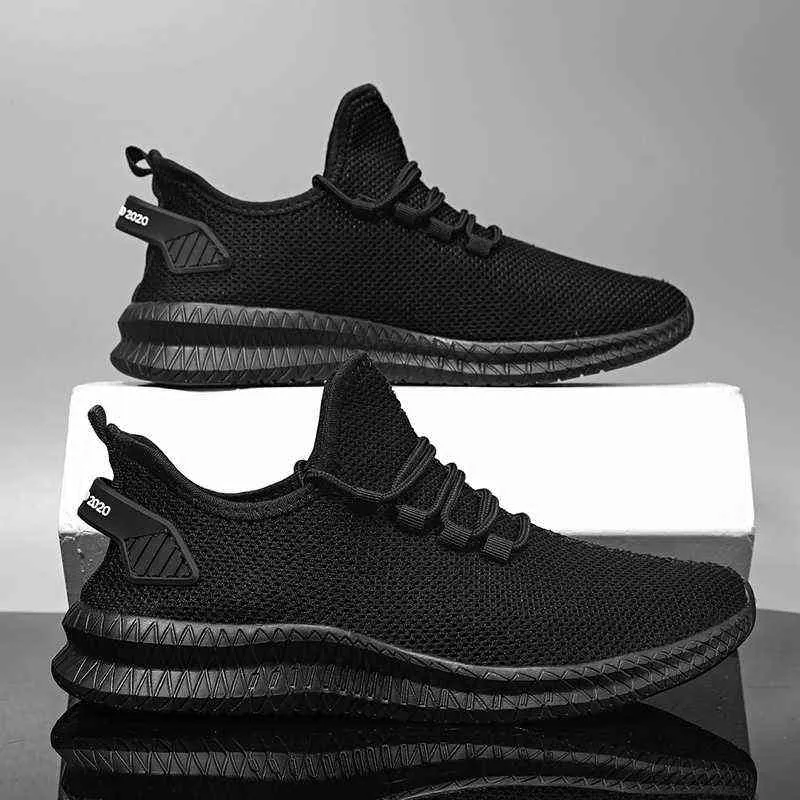 Men Running Shoes Lightweight Breathable Casual Sneakers Non-slip Outdoor Men Sneakers Mesh White Big Size Zapatillas De Deporte H1125