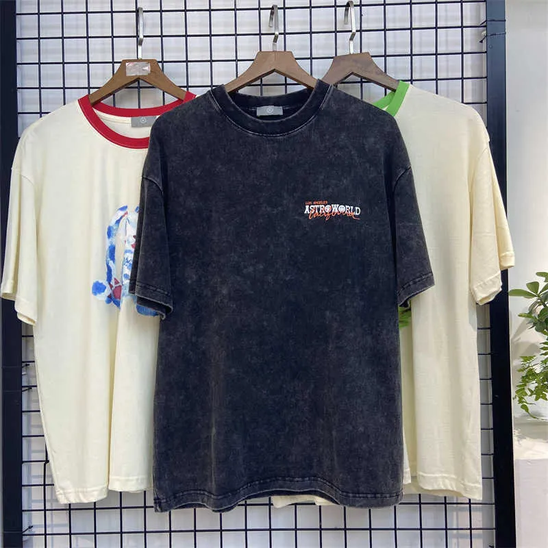 T-shirts pour hommes Astro à manches courtes été lâche, usé et endommagé t-shirt décontracté de rap électrique pour les jeunes