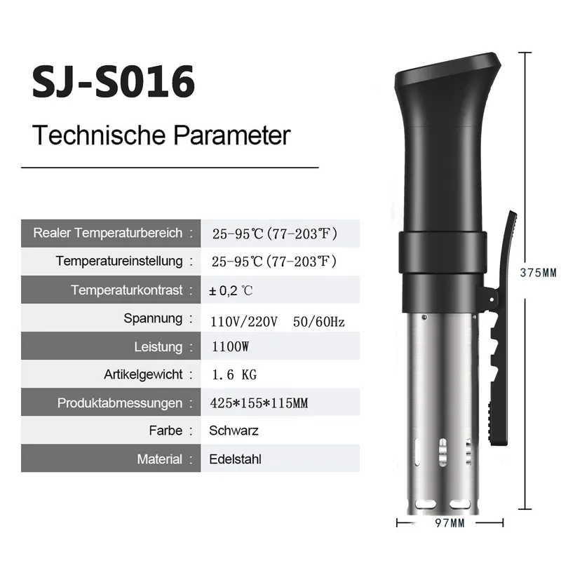 1100W Sous Vide Circolatore ad immersione Vuoto Fornello lento con controllo digitale LCD IPX7 Impermeabile 110-120V223s