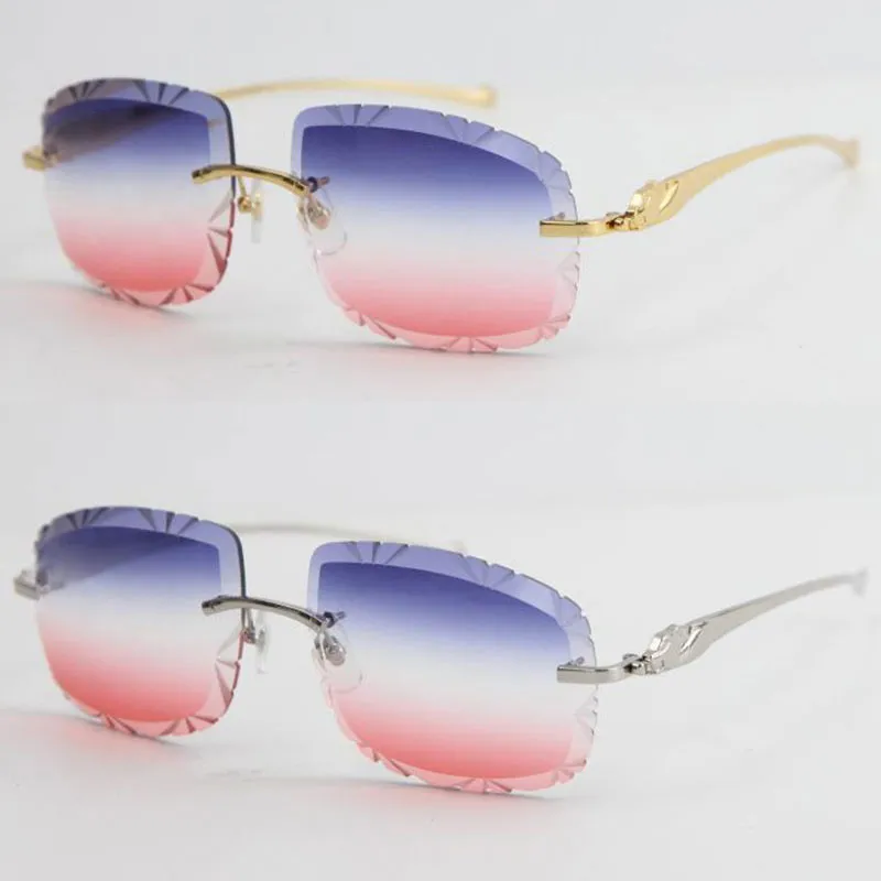 SERIES Panther grote vierkante randloze metalen zonnebril 18K gouden frame Brillen lunettes Mannelijke en vrouwelijke rijbril Gesneden top Lens236b