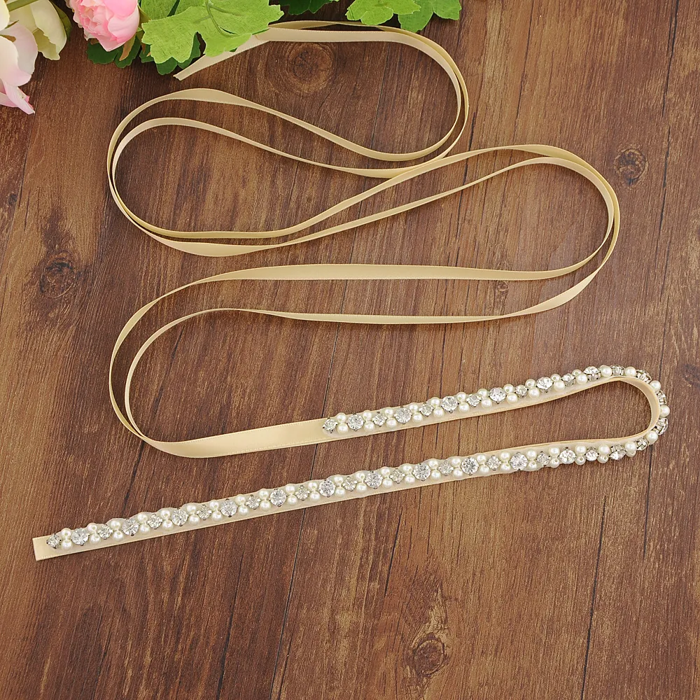 Elegant Rhinestone Belts for Women Pearl Wedding Dress Belt Crystal Wedding Accessories Sash Marriage Bridal Ribbion Belt SCS3812759