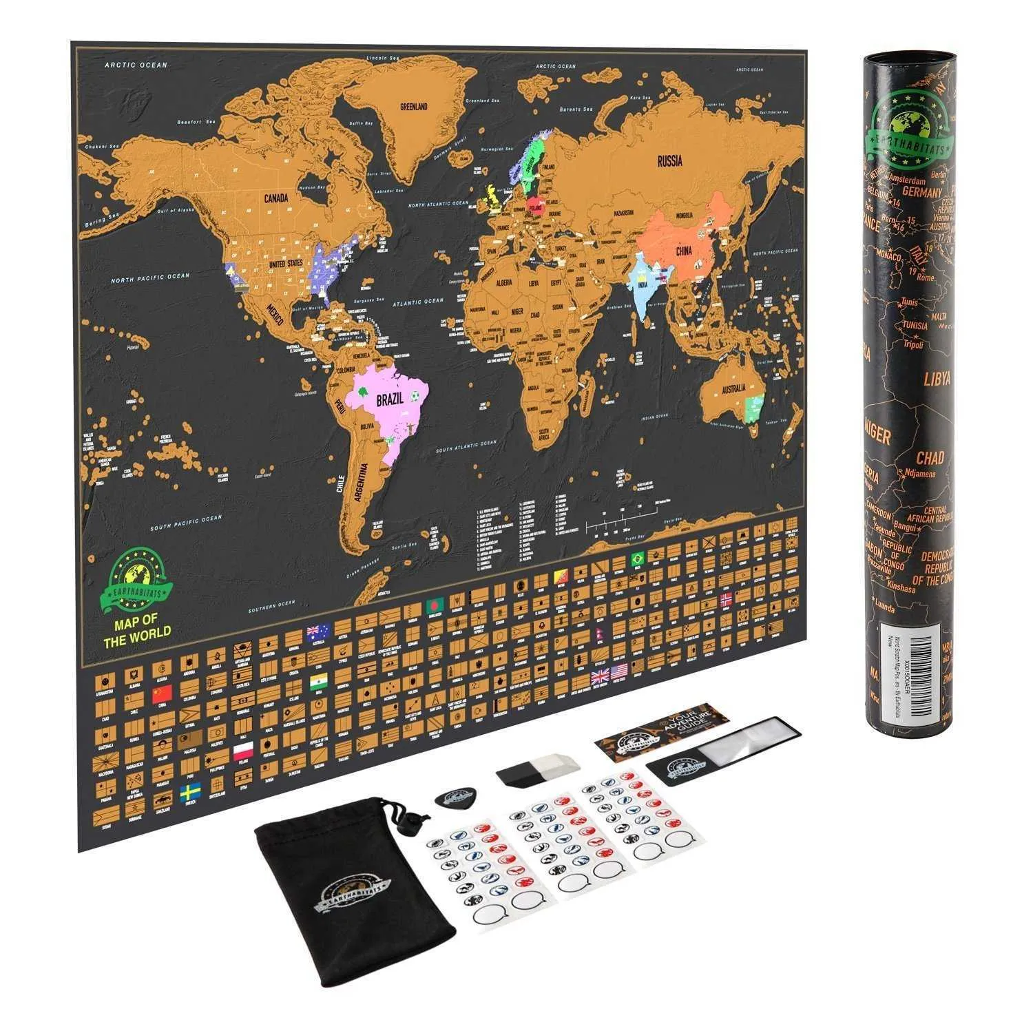 Deluxe Effacer la carte de voyage du monde à gratter pour la chambre Home Office Decoration Mur Stickers 2107269859691