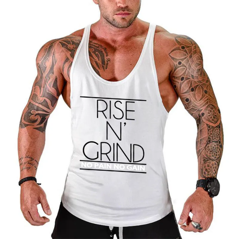 Bodybuilding Tank Top Men Fitness Clothing Print O-Neck Sports Sleeveless Shirt Gym Stringer vest288L