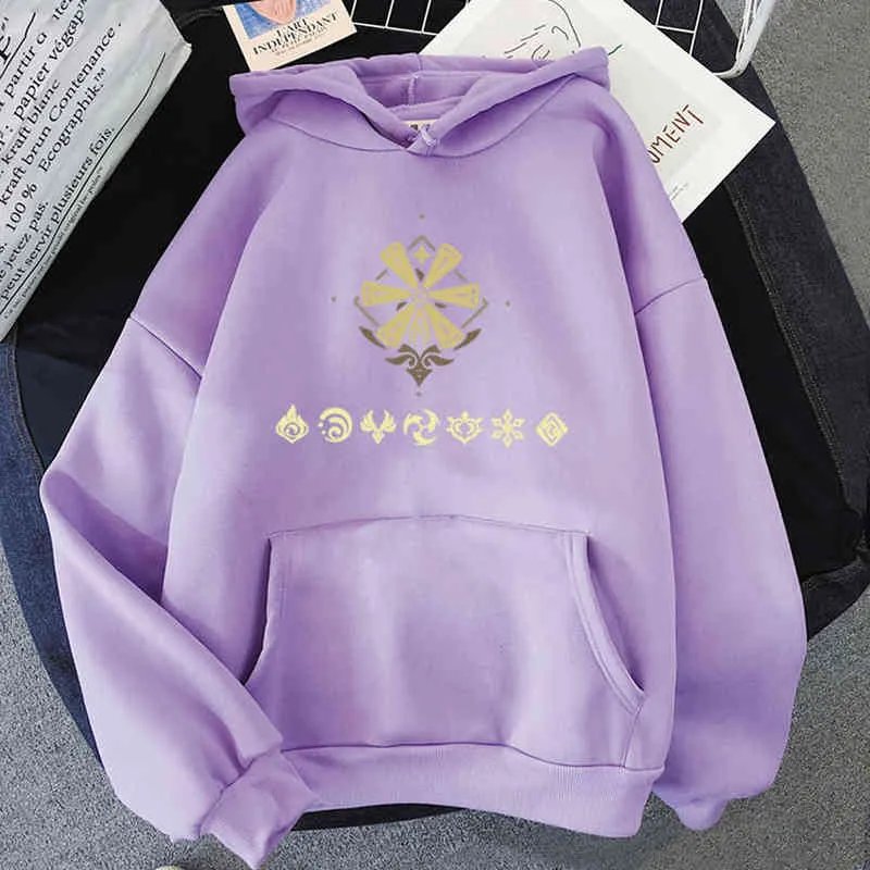 Kawaii Genshin Etkisi Hoodies Kadınlar Kore Hoodie Grafik Streetwear Bahar Sonbahar Rahat Unisex Erkekler Harajuku Anime Kazak 220208