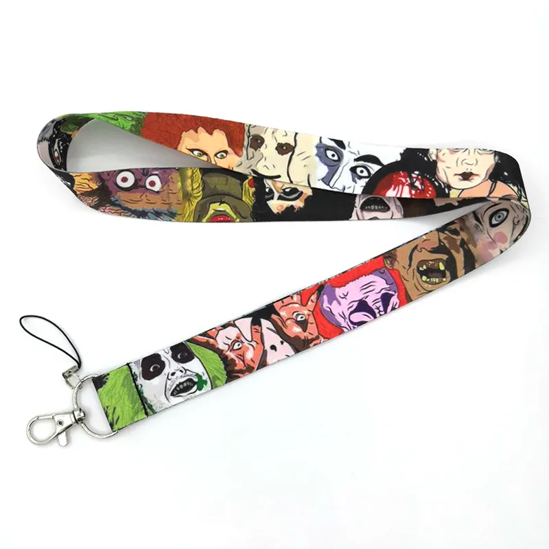 10 pçs / lote Horror personagens Michael Myers 90s Mulheres Pescoço Lanyard Keychain Telefone Strap Badge Holder Chaveiro Chaveiro Cosplay