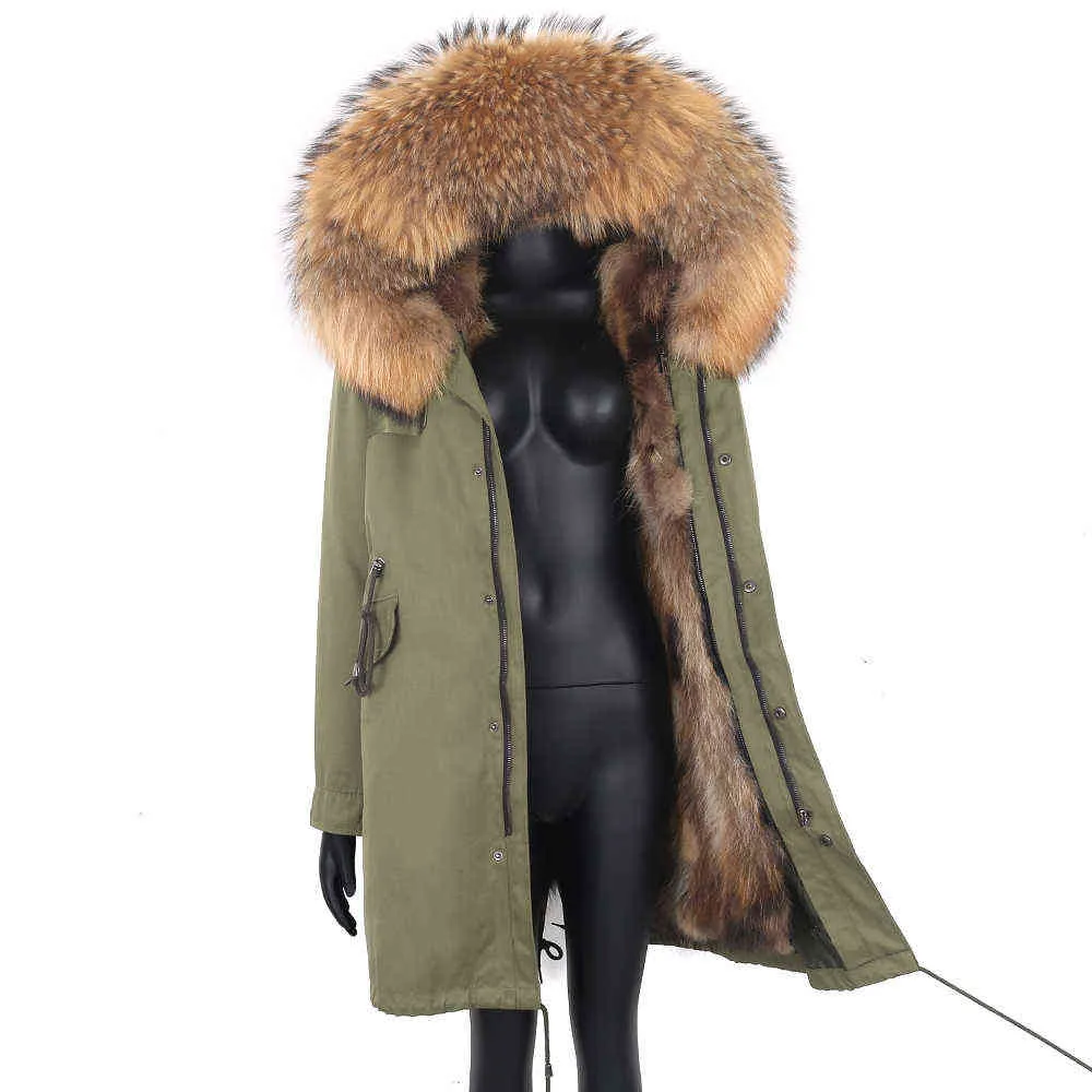 Kvinnor 7xl Fur Coat Parkas Vinterjacka Vattentät Parka Big Real Fur Collar Natural Fur Liner Long Ytterkläder 210925